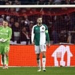 Gernot Trauner of Feyenoord, Feyenoord goalkeeper Timon Wellenreuther, David Hancko of Feyenoord, Antoni Milambo of Feyenoord disappointment during the UEFA Champions League match between Lille OSC and Feyenoord at Stade Pierre Mauroy on January 29, 2025 in Lille, France.