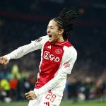 Kian Fitz-Jim of Ajax celebrates the 2-0 goal during the UEFA Europa League match between AFC Ajax and Galatasaray at Johan Cruijff ArenA on January 30, 2025 in Amsterdam, Netherlands.