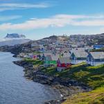 Colorful houses on the coast of Greenland in the capital city of Nuuk