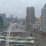Looking out at Rotterdam's Markthal, Station Blaak, the Grotemarkt and a few of the cube houses on a blustery New Year's Day. 1 January 2025