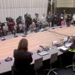 Rotterdam Police Chief Fred Westerbeke, Mayor Carola Schouten, and Chief Prosecutor Hugo Hillenaar discuss the arrest of a man who shot and killed three people at random in the IJsselmonde District. 3 January 2025