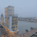 The Erasmus Bridge in Rotterdam on a gray and gloomy Friday, 24 January 2025