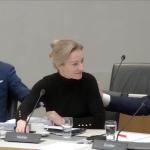 BBB MP Lilian Helder tells her colleagues on the Justice and Security Committee that she plans to leave Parliament, and is offered support from VVD MP Ulysse Ellian (left) and D66 MP Joost Sneller (right). 3 Feb. 2025