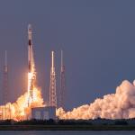 A SpaceX Falcon 9 rocket launching at at Cape Canaveral Air Force Station in Florida, United States. 29 August 2020