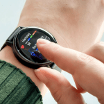 The heart rate measurement on a smartwatch.