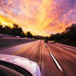 Cars on the highway at dusk in Irvine, California. Nov 12, 2016