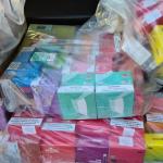 Packages of vapes that were seized in Almere, Amsterdam, and Eindhoven, January 2025.