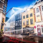 Firefighters fighting a massive fire in the historic city center of Arnhem, 6 March 2025