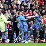 Bertrand Traore of Ajax, Kenneth Taylor of Ajax, Jordan Henderson of Ajax celebrate the 0-2 during the Dutch Eredivisie match between PSV Eindhoven and AFC Ajax at Phillips Stadium on March 30, 2025 in Eindhoven, Netherlands.