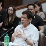 Former President Rodrigo Roa Duterte attends the hearing of the Senate Blue Ribbon Committee probe into the War on Drugs in the Philippines, on October 28, 2024