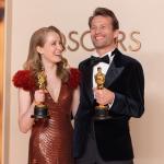 Director Victoria Warmerdam and Producer Trent after winning the Live Action Short Film Oscar for I’m Not a Robot. 3 March 2025