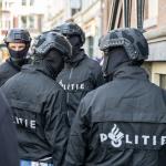 Dutch riot police intervene at the Maagdenhuis, the administrative center of the University of Amsterdam (UvA), which is occupied by pro-Palestinian demonstrators. April 14, 2025.