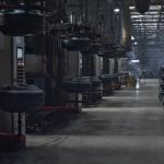 Tire storage at a factory