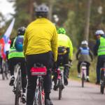 Back view of a cycling race