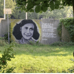 The original mural of Anne Frank in Amersfoort. It has now been defaced by unknown individuals.