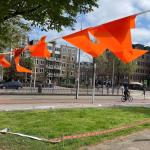 King's Day decorations going up in Amsterdam, 25 April 2025
