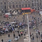 Demonstrators begin march against populism, radical-right influence at Dam Square, May 24, 2025