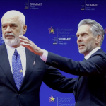 Albanian Prime Minister Edi Rama welcomes Dutch Prime Minister Dick Schoof at the opening of the European Political Community (EPC) in Tirana. 16 May 2025