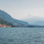 Lake Como in Italy, view of lake, mountains and town