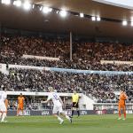 Oliver Antman of Finland, Teemu Pukki of Finland, Robert Ivanov of Finland, Jere Uronen of Finland, and Frenkie de Jong of Netherlands watch Memphis Depay of Netherlands take a free kick during the World Cup qualifying match between Finland and Netherlands at the Olympic Stadium on June 7, 2025 in Helsinki, Finland.