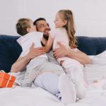 A father with two children.