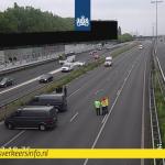 The A13 closed for investigation at the Kleinpolderplein junction in Rotterdam after a shooting and accident, 10 June 2025