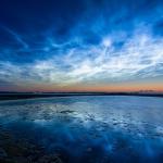 Noctilucent clouds over the Baltic Sea as viewed from Laboe, Germany. 21 June 2019