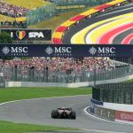 Red Bull Racing's Dutch driver Max Verstappen races during the Formula One Belgian Grand Prix at the Spa-Francorchamps circuit in Spa, on July 27, 2025.