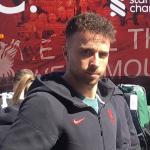 Diogo Jota arriving at Craven Cottage prior to the Premier League match between Fulham and Liverpool on 6 April 2025