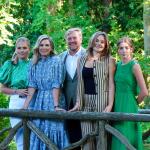 The Dutch royal family, from left to right, Crown princess Amalia, Queen Maxima, King Willem-Alexander, princess Ariane, princess Alexia, posing in the gardes of Huis ten Bosch Palace. 30 June 2025