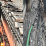 Damage caused by a fire on the railway on the first day of the NATO Summit in Amsterdam, June 24, 2025.
