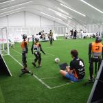 TU Eindhoven's robotic football team, Tech United, practicing before the World Humanoid Robot Games in Beijing.