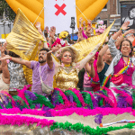 Mayor Femke Halsema on Amsterdam's boat in the Canal Parade during Pride Amsterdam 2024