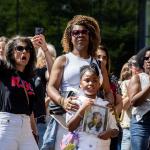 Over 1,000 people protest against femicide on the Schouwburgplein in Rotterdam, 3 August 2025. Protest organized by Dolle Mina