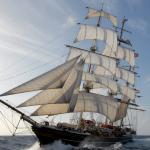 The three-masted clipper ship Stad Amsterdam. Undated.