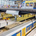Inside Den Haag Centraal train station.