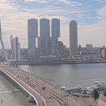 A partly cloudy day in Rotterdam, viewed from the Erasmus Bridge, 4 August 2025