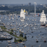 SAIL Amsterdam: Tall ships during the Sail-In parade, seen from A'DAM Tower, 20 August 2025