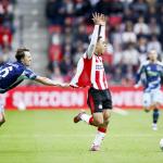 Youri Regeer of Ajax and Sergiño Dest of PSV Eindhoven during the Dutch Eredivisie match between PSV Eindhoven and Ajax at the Philips Stadion on September 21, 2025, in Eindhoven, Netherlands.