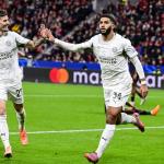 Dennis Man of PSV Eindhoven and Ismael Saibari of PSV Eindhoven celebrate the 1-1 during the UEFA Champions League match between Bayer Leverkusen and PSV Eindhoven at the BayArena stadium on October 1, 2025 in Leverkusen, Germany.
