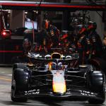 Red Bull Racing driver Max Verstappen of Netherlands in the pits during the 2025 Formula 1 Singapore Grand Prix at the Marina Bay Street Circuit in Singapore, 05 October 2025.