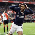 ChatGPT zei:  Ismael Saibari of PSV Eindhoven celebrates after scoring the 1-2 during the Dutch Eredivisie match between Feyenoord and PSV at De Kuip Stadium on October 26, 2025, in Rotterdam, Netherlands.