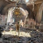Dutch photojournalist Daphne Wesdorp amid the ruins in Kostiantynivka, Donetsk, Ukraine, after a Russian drone approached the scene. October 2025