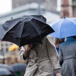 People walking with umbrellas during the rain