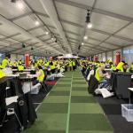 Volunteers counting votes for the 2025 Tweede Kamer elections, NDSM Loods, a warehouse on Amsterdam-Noord, October 30, 2025. 
