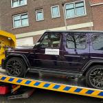 One of the cars being seized after three arrests were made for human trafficking in the Port of Rotterdam