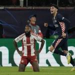 PSV's Ricardo Pepi, right, celebrates after scoring his side's opening goal during a Champions League opening phase soccer match between Olympiacos and PSV in Piraeus port, near Athens, Greece, Tuesday, Nov. 4, 2025.