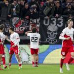 Miguel Rodriguez of FC Utrecht celebrates after scoring his teams first goal during the UEFA Europa League 2025/26 League Phase MD4 match between FC Utrecht and FC Porto at Stadion Galgenwaard on November 6, 2025 in Utrecht, Netherlands.