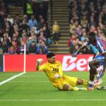 Ismaila Sarr of Crystal Palace scores his team's second goal against AZ goalkeeper Rome-Jayden Owusu-Oduro during the UEFA Conference League league phase match between Crystal Palace FC and AZ Alkmaar, in London, Britain, 06 November 2025.