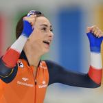 Femke Kok of Netherlands reacts after winning the women's 500 meters in a world record in the ISU World Cup Speed Skating at the Utah Olympic Oval in Salt Lake City, Utah, on 16 November 2025.